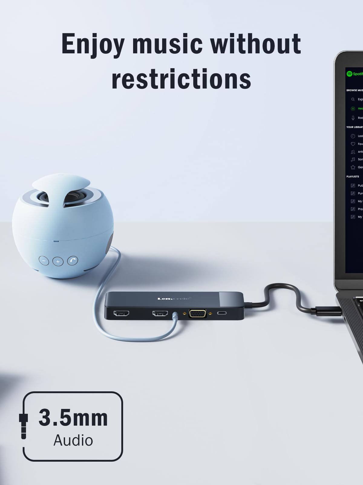 Lemorele 11-in-1 USB-C Dockingstation, Triple-Display, Dual 4K HDMI, 100W PD