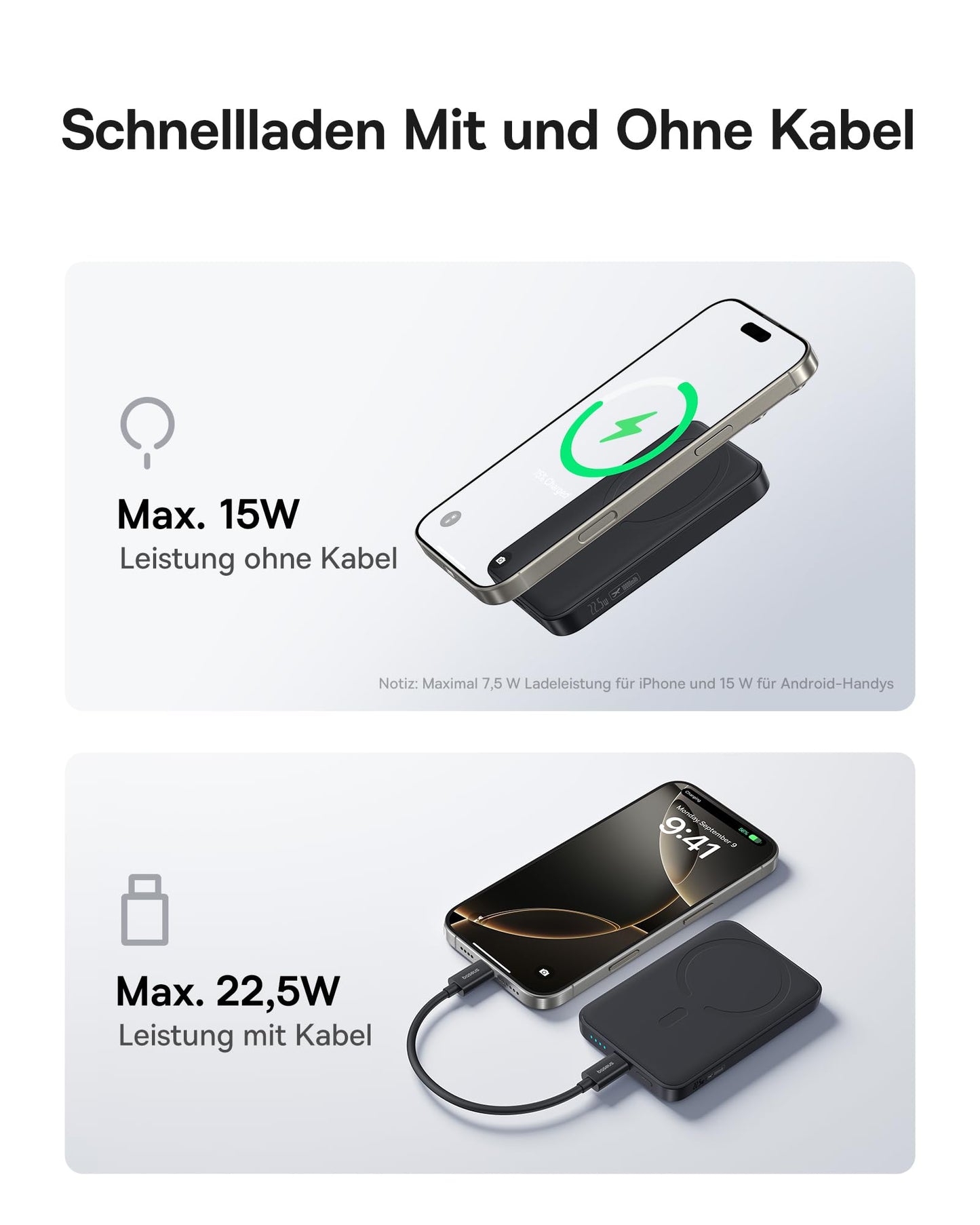 Baseus Enerfill MagSafe Powerbank, 10000mAh, 22.5W Schnellladung, USB-C, Mini, Schwarz