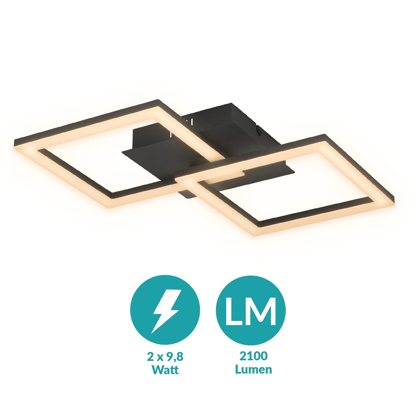 EGLO LED Deckenleuchte RGBIC mit Lichteffekten, warmweiß & RGB, Fernbedienung, Schwarz