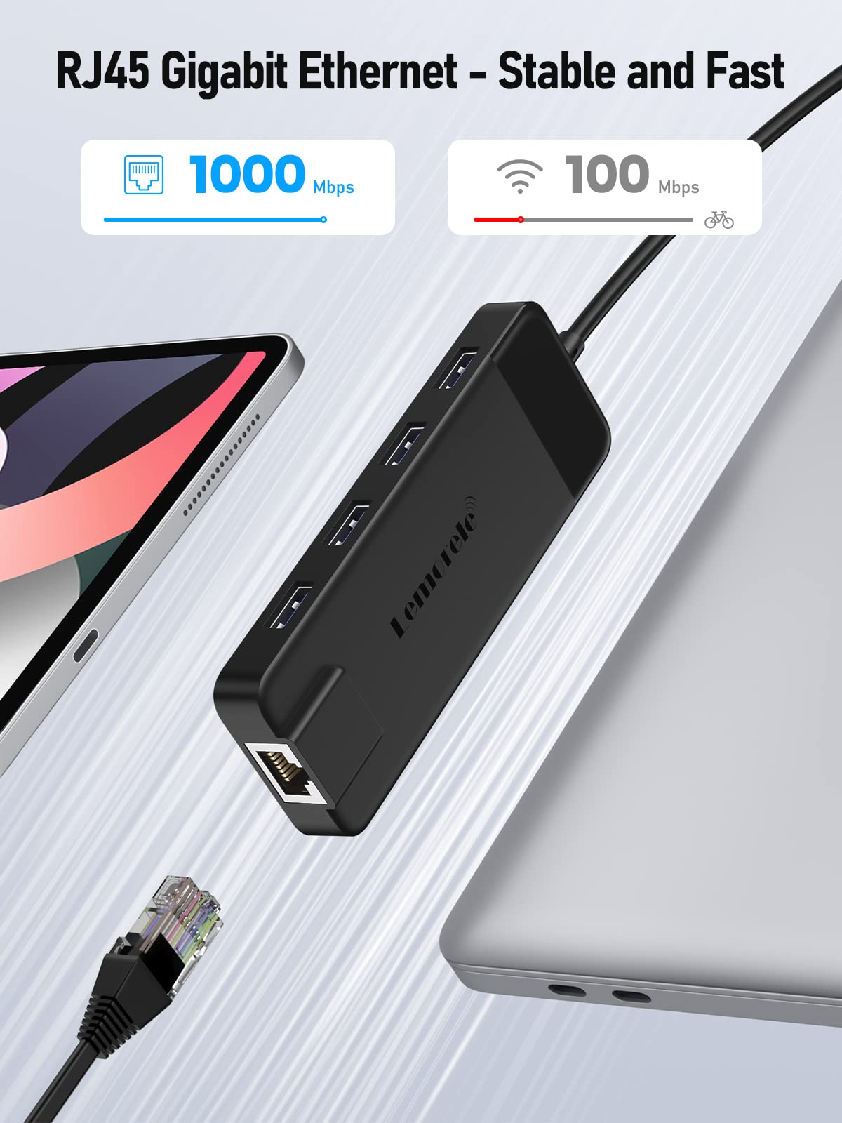 Lemorele 10-in-1 USB-C Dockingstation mit Gigabit Ethernet, 4K HDMI, USB 3.0 & SD/TF-Kartenleser