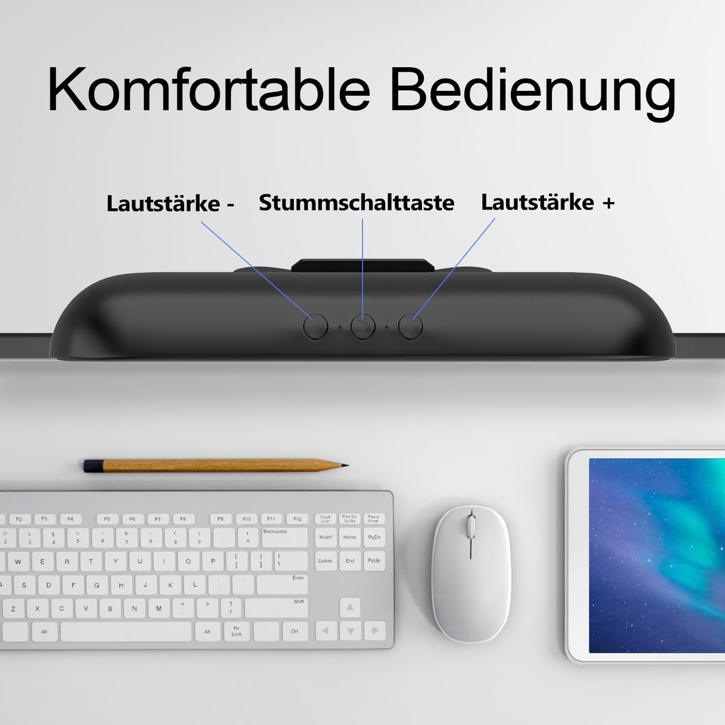 ZETIY USB PC Lautsprecher, tragbare Mini-Soundbar mit Clip-On-Design, Schwarz