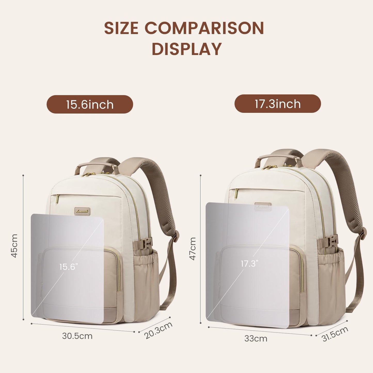 LOVEVOOK Damen Laptop Rucksack 15,6 Zoll, Reiserucksack mit Flaschenfach, Elegant
