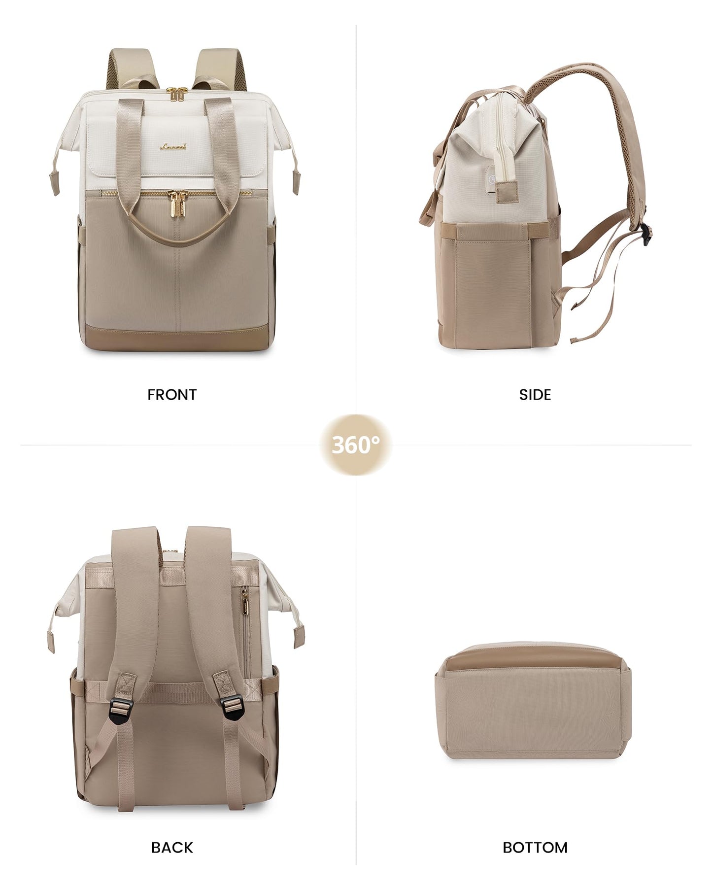 LOVEVOOK Damen Laptop Rucksack 15,6 Zoll, 2in1 Wasserdicht, elegant, für Uni & Büro