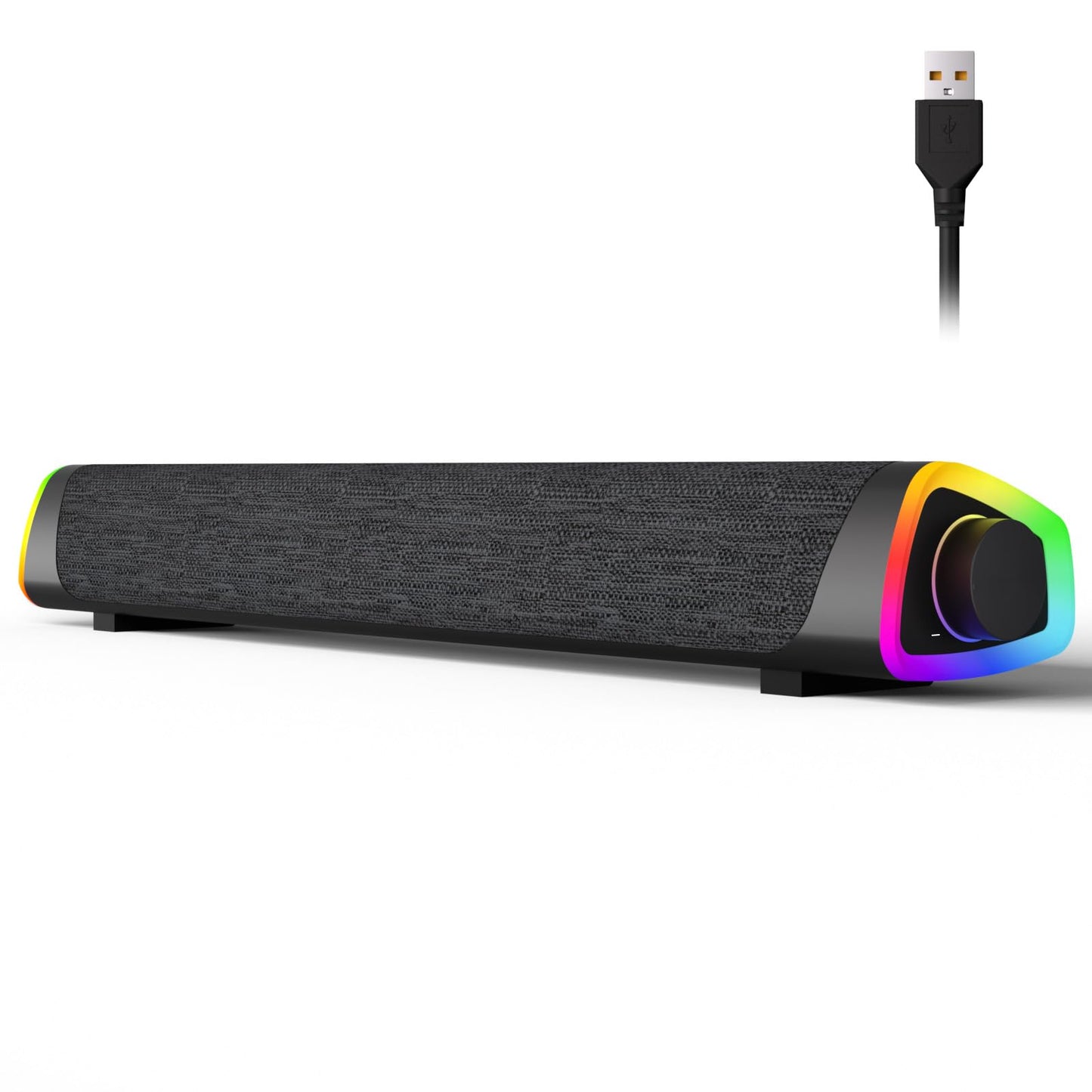 SOULION R30 Plus USB Bluetooth PC Soundbar mit LED-Lichtern, tragbar, Schwarz