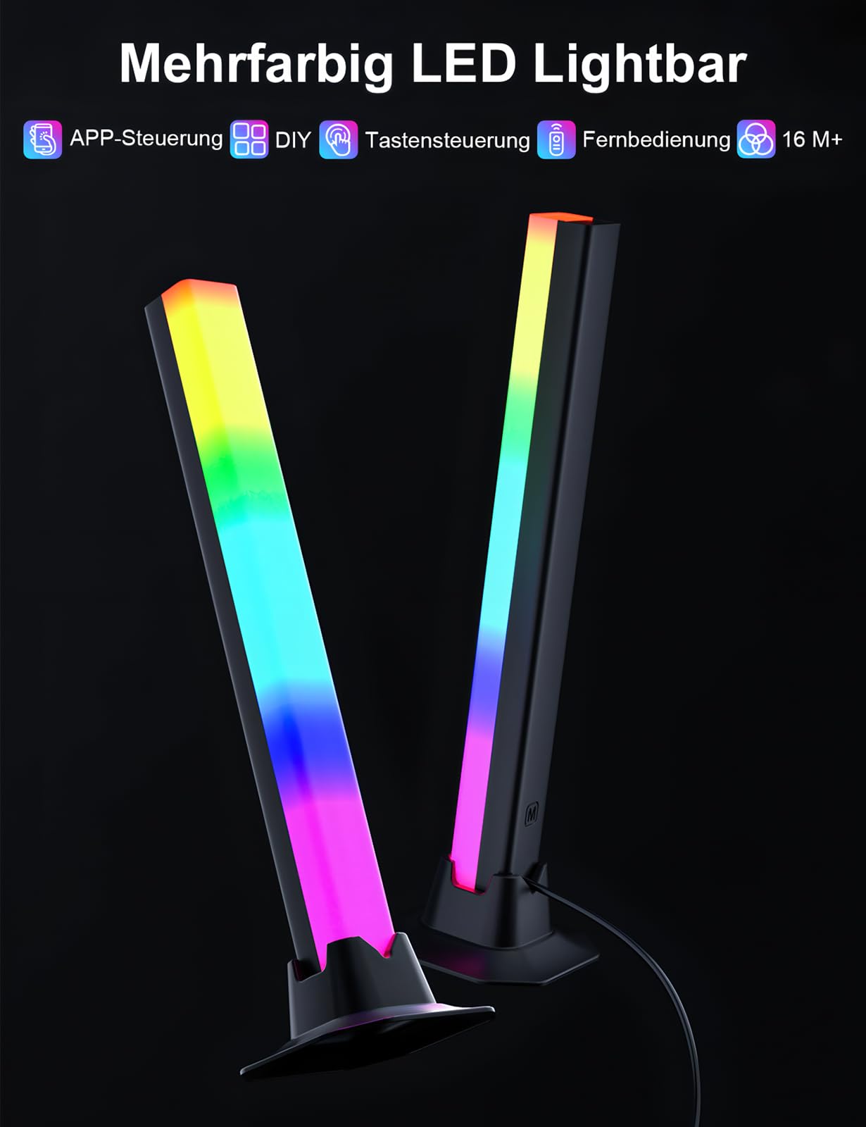 Meewata 32cm RGBIC LED Lightbar mit Musik Sync & App-Steuerung für Gaming & TV