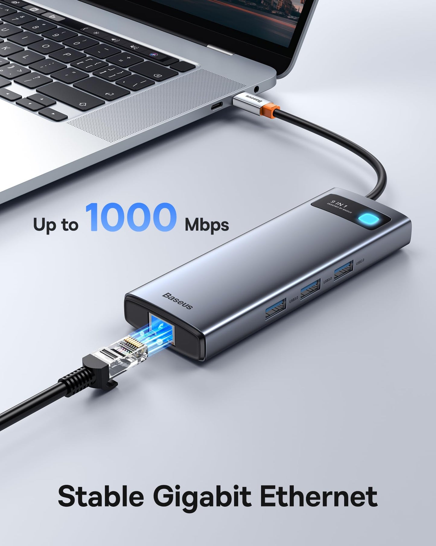 Baseus 9-in-1 USB-C Dockingstation, Dual 4K@120Hz HDMI, Gigabit Ethernet, 100W PD, USB 3.0, SD/TF-Kartenleser