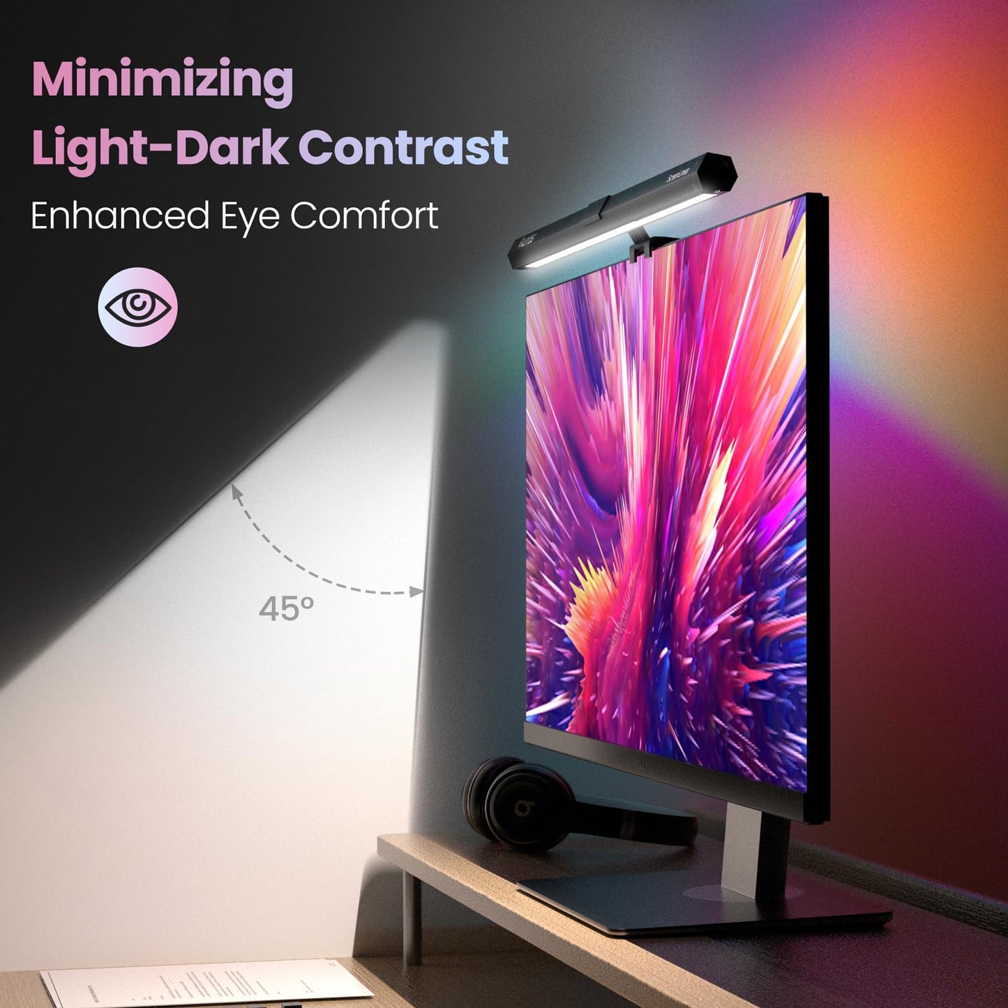 Quntis 40cm Monitor Light Bar mit RGB Hintergrundbeleuchtung, Touch-Steuerung & Anti-Blaulicht