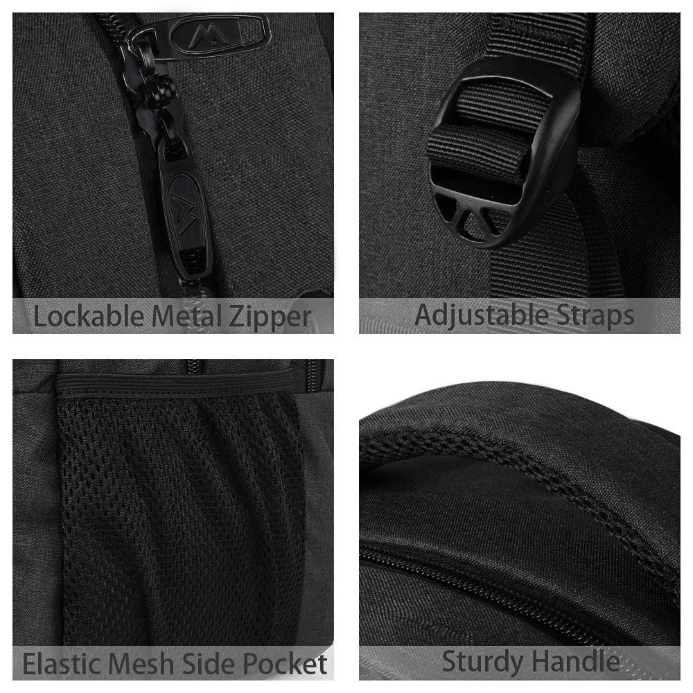 MATEIN Business Laptop Rucksack, 15,6 Zoll, mit USB-Ladeanschluss, wasserabweisend, Schwarz
