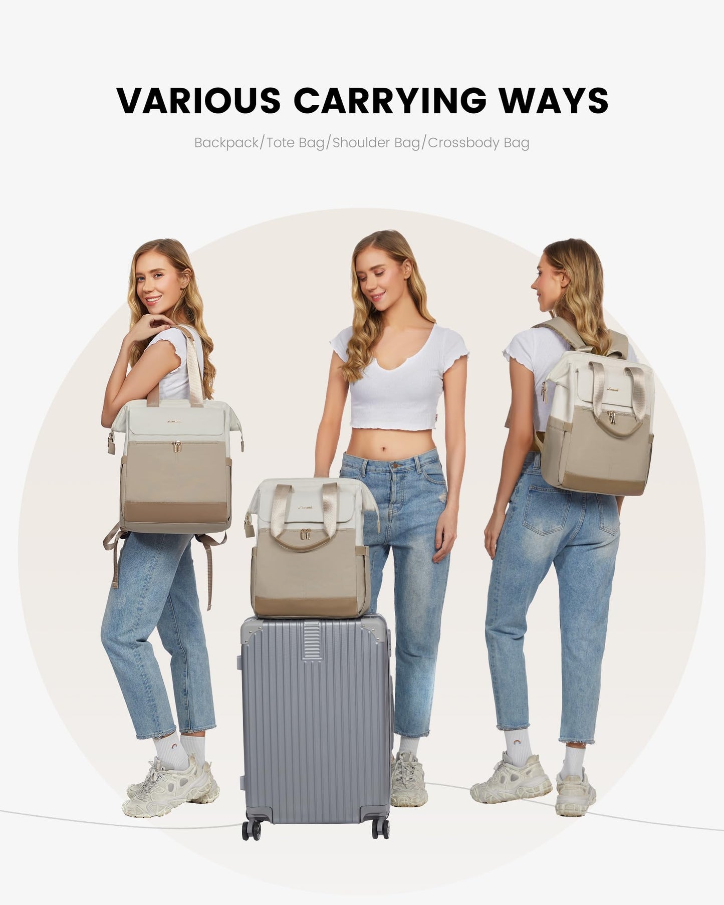 LOVEVOOK Damen Laptop Rucksack 15,6 Zoll, 2in1 Wasserdicht, elegant, für Uni & Büro