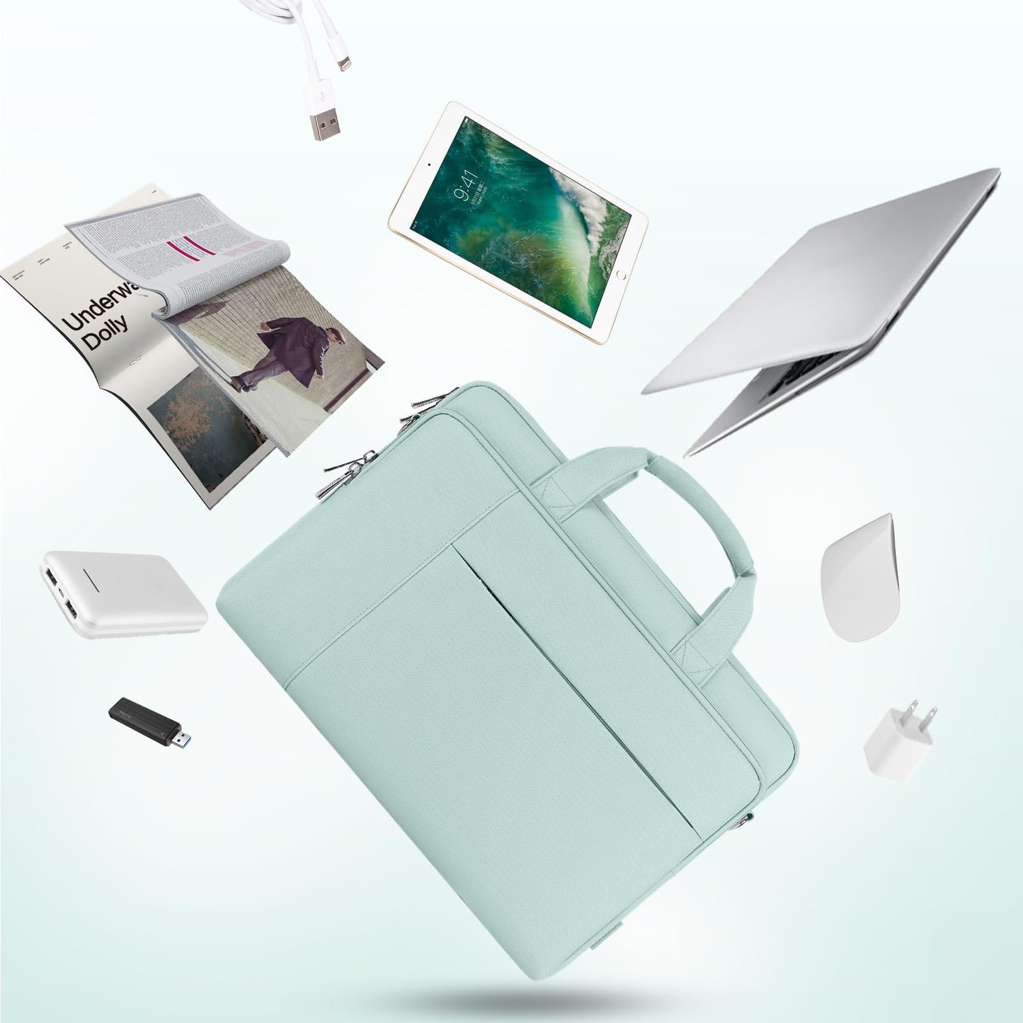 DOMISO Laptoptasche 15,6 Zoll, minzgrün