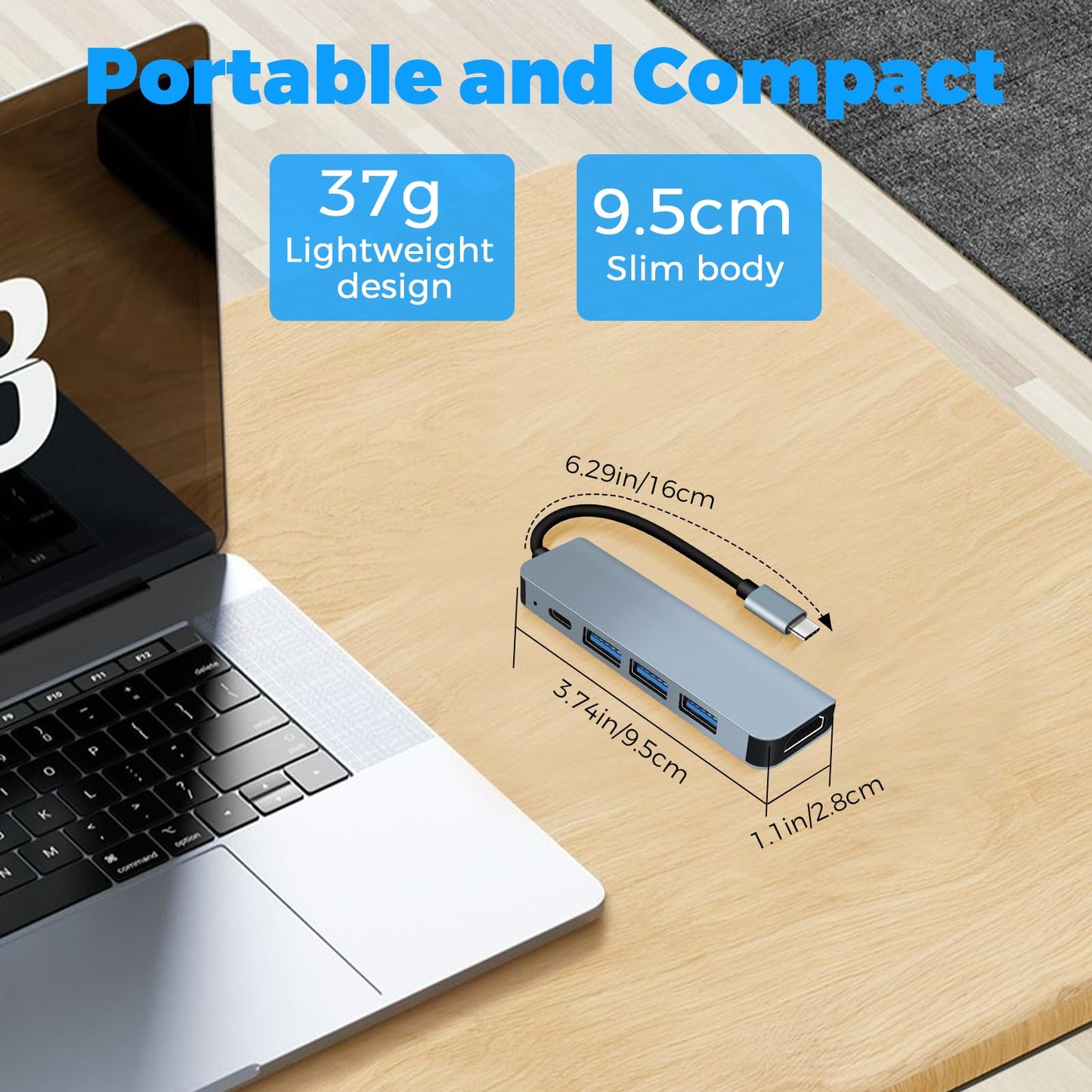 USB-C-Hub mit 100W Power Delivery, 4K HDMI & 3x USB-A-Anschlüssen