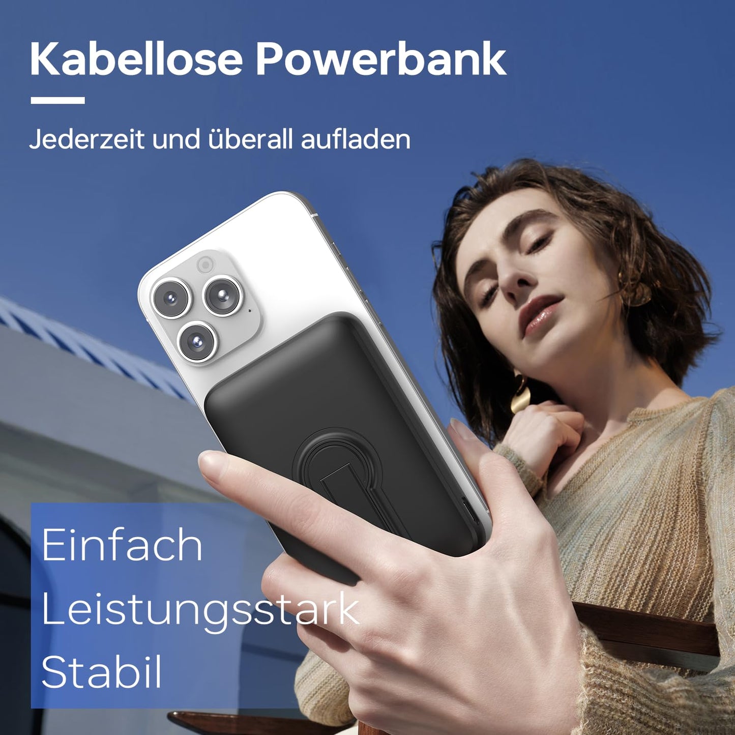 MagSafe Powerbank, 12000mAh, 22.5W, kabellos & USB-C/A, mit LED-Anzeige, für iPhone
