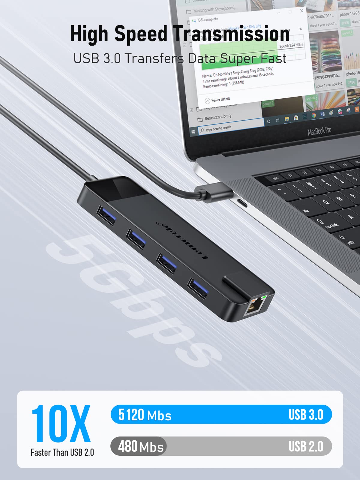 Lemorele 10-in-1 USB-C Dockingstation mit Gigabit Ethernet, 4K HDMI, USB 3.0 & SD/TF-Kartenleser