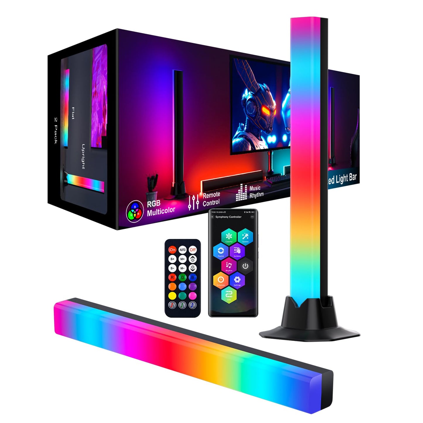 Meewata 32cm RGBIC LED Lightbar mit Musik Sync & App-Steuerung für Gaming & TV