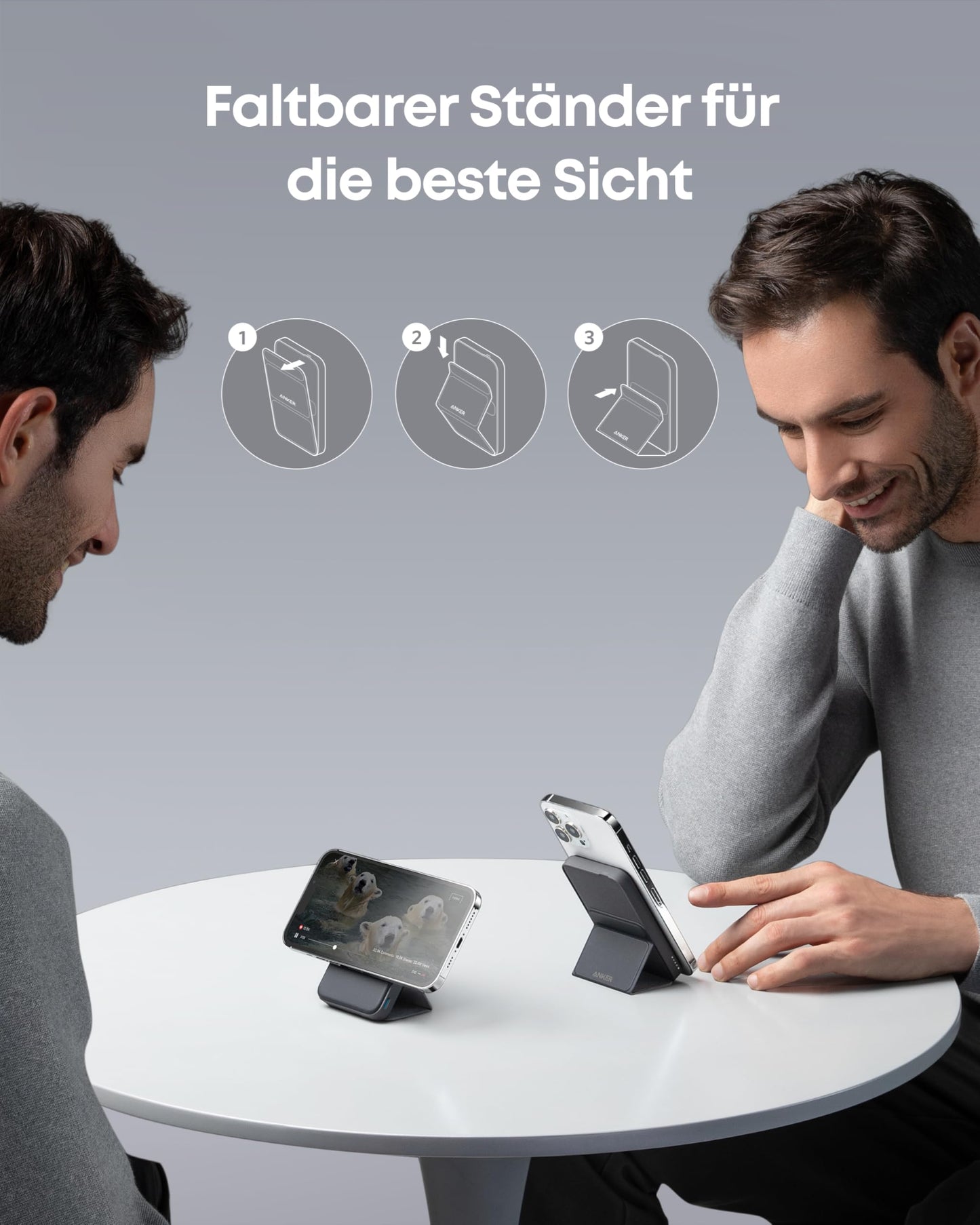 Anker 622 MagGo MagSafe Powerbank, 5000mAh, mit klappbarem Standfuß, USB-C, Interstellar