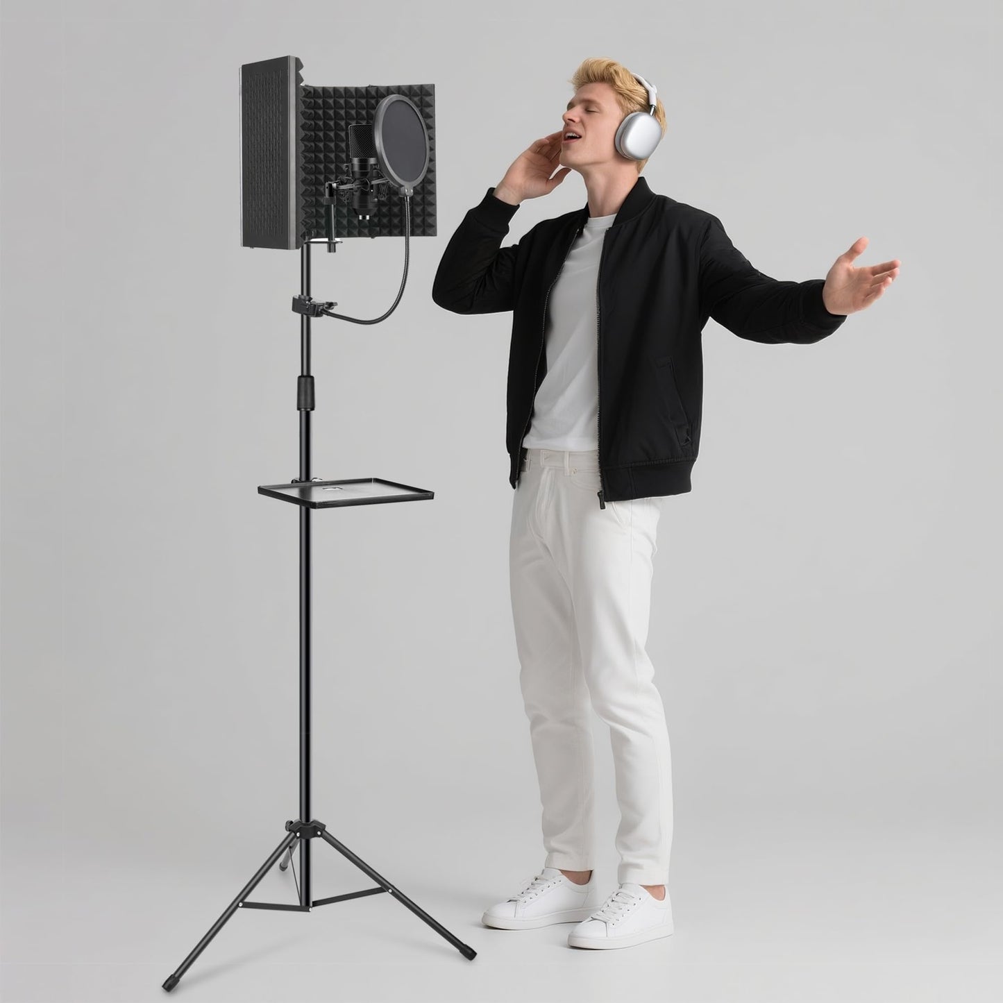 Mikrofon Isolationsschild Set, faltbar, mit Pop-Filter & Stativständer