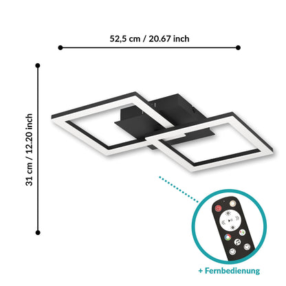 EGLO LED Deckenleuchte RGBIC mit Lichteffekten, warmweiß & RGB, Fernbedienung, Schwarz