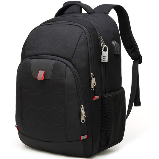 Della Gao Extra Großer Laptop-Rucksack, Diebstahlschutz, Business & Reise, mit USB-Ladeanschluss, 43,2 cm, Schwarz