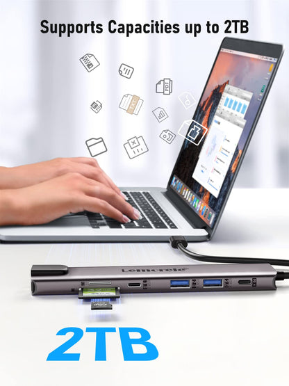 Aluminium USB-C Dockingstation, 11-in-1, Dual HDMI, 100W PD, Gigabit Ethernet, USB 3.0, SD/TF-Kartenleser