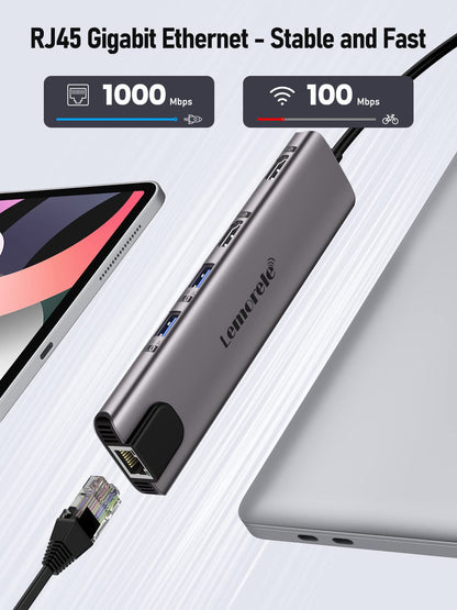 Aluminium USB-C Dockingstation, 11-in-1, Dual HDMI, 100W PD, Gigabit Ethernet, USB 3.0, SD/TF-Kartenleser