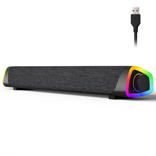 SOULION R30 Plus USB Bluetooth PC Soundbar mit LED-Lichtern, tragbar, Schwarz