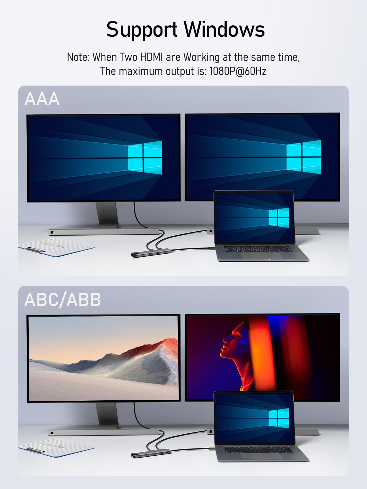 Aluminium USB-C Dockingstation, 11-in-1, Dual HDMI, 100W PD, Gigabit Ethernet, USB 3.0, SD/TF-Kartenleser