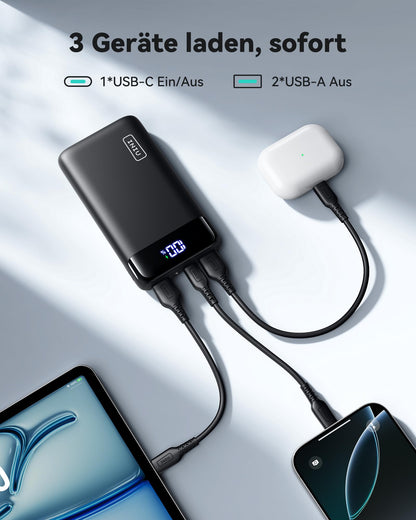 INIU Power Bank 20000mAh, 22.5W Schnellladung, 1x USB-C, 2x USB-A, LED Display, Mini Powerbank für iPhone, Samsung, iPad, Outdoor