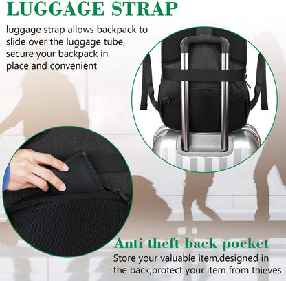 MATEIN Business Laptop Rucksack, 15,6 Zoll, mit USB-Ladeanschluss, wasserabweisend, Schwarz