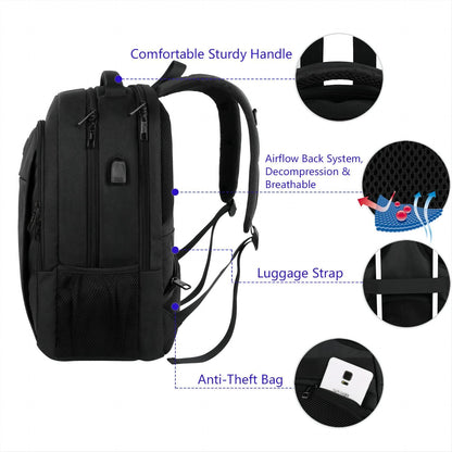 MATEIN Business Laptop Rucksack, 15,6 Zoll, mit USB-Ladeanschluss, wasserabweisend, Schwarz