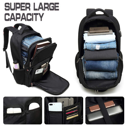 Della Gao Extra Großer Laptop-Rucksack, Diebstahlschutz, Business & Reise, mit USB-Ladeanschluss, 43,2 cm, Schwarz