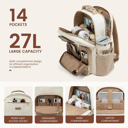 LOVEVOOK Damen Laptop Rucksack 15,6 Zoll, Reiserucksack mit Flaschenfach, Elegant