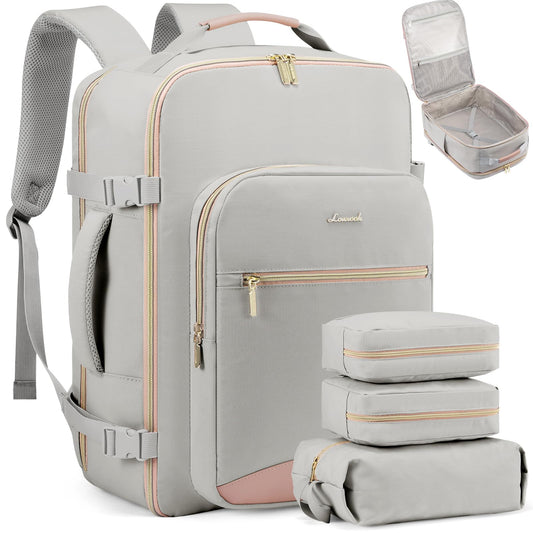 LOVEVOOK Handgepäck Reiserucksack 40L, wasserdicht, für 17-Zoll-Laptop, Grau