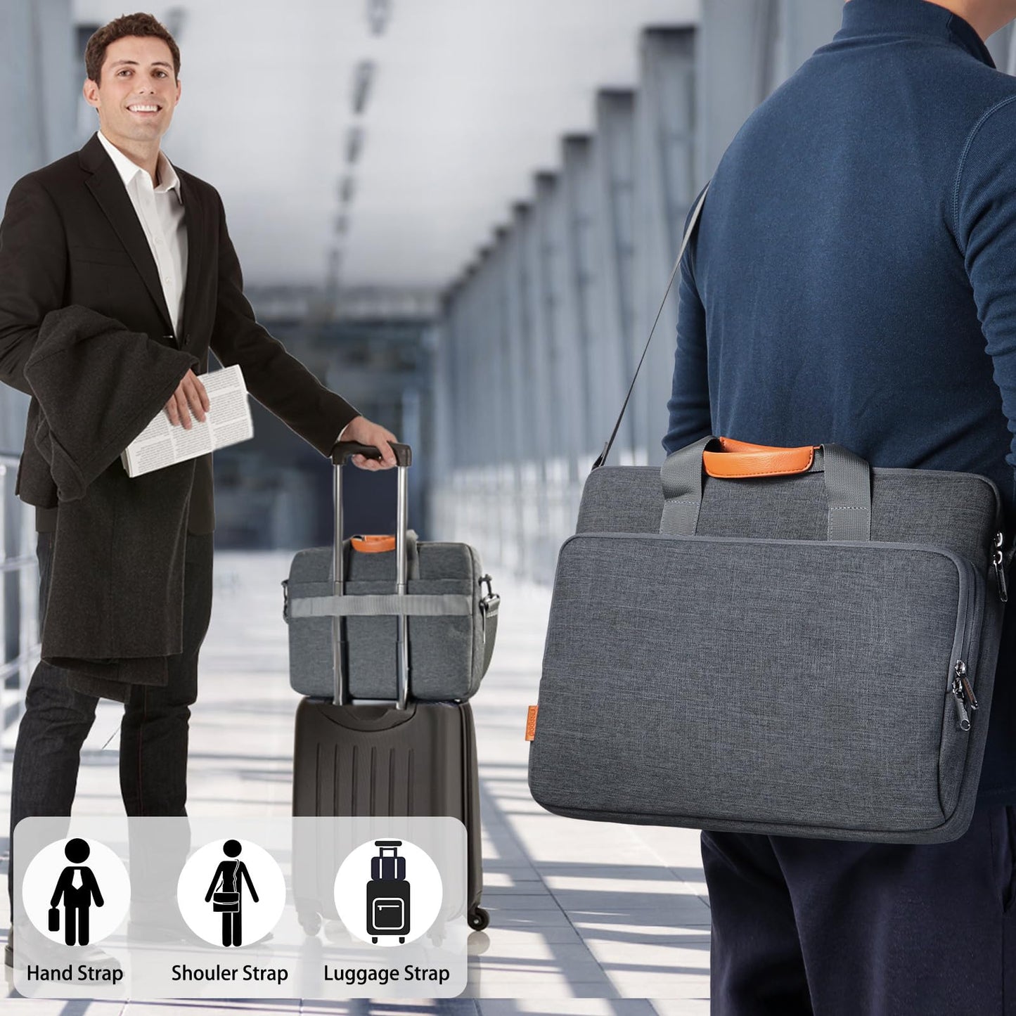 Bagasin Laptoptasche für 16 Zoll, erweiterbar & wasserdicht, mit Schultergurt