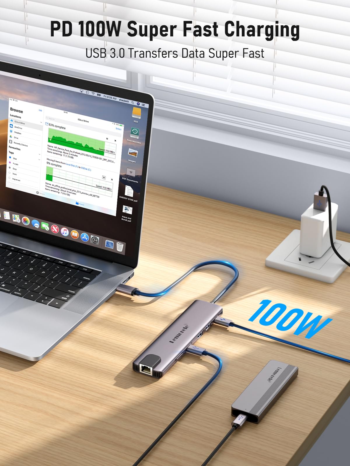 Aluminium USB-C Dockingstation, 11-in-1, Dual HDMI, 100W PD, Gigabit Ethernet, USB 3.0, SD/TF-Kartenleser