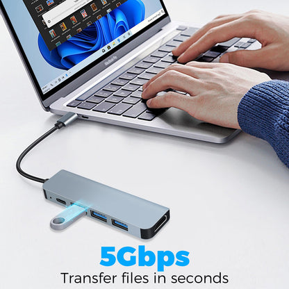 USB-C-Hub mit 100W Power Delivery, 4K HDMI & 3x USB-A-Anschlüssen