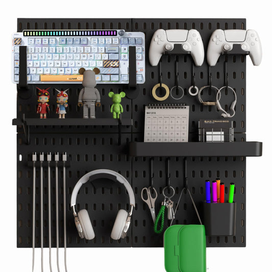 Keepo Stecktafel Organizer Set für Gaming, mit Controller-Halter & Headset-Ständer, Schwarz