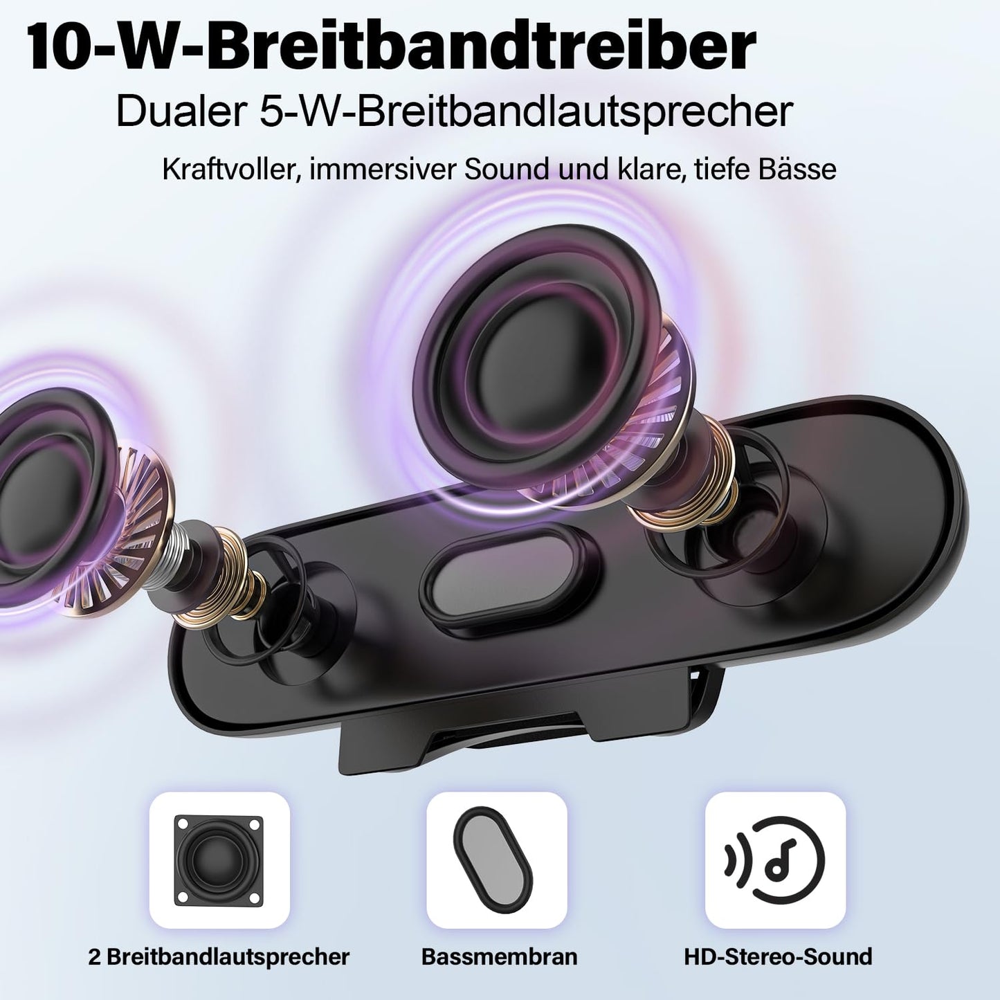 ZETIY USB PC Lautsprecher, tragbare Mini-Soundbar mit Clip-On-Design, Schwarz