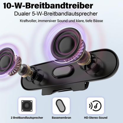 ZETIY USB PC Lautsprecher, tragbare Mini-Soundbar mit Clip-On-Design, Schwarz