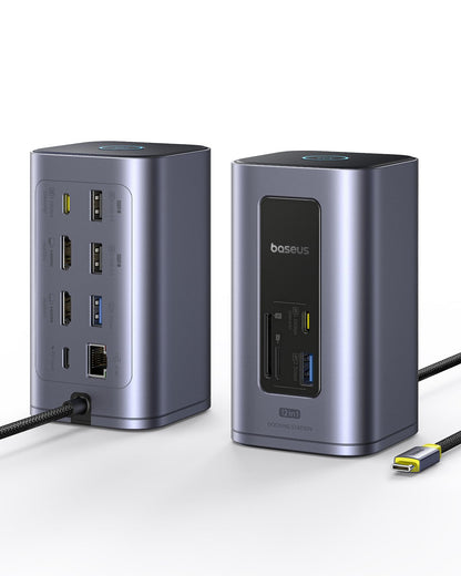 Baseus Nomos Air 12-in-1 USB-C Docking Station, Dual 4K HDMI, 100W PD, Gigabit-Ethernet, für Laptop & Mac
