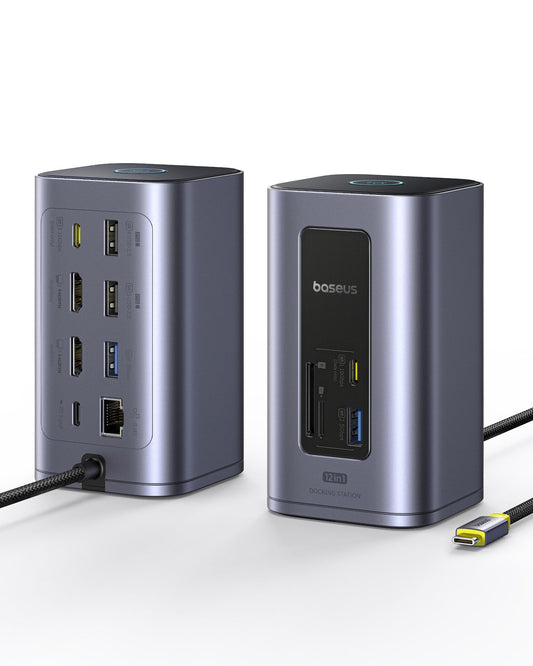 Baseus Nomos Air 12-in-1 USB-C Docking Station, Dual 4K HDMI, 100W PD, Gigabit-Ethernet, für Laptop & Mac