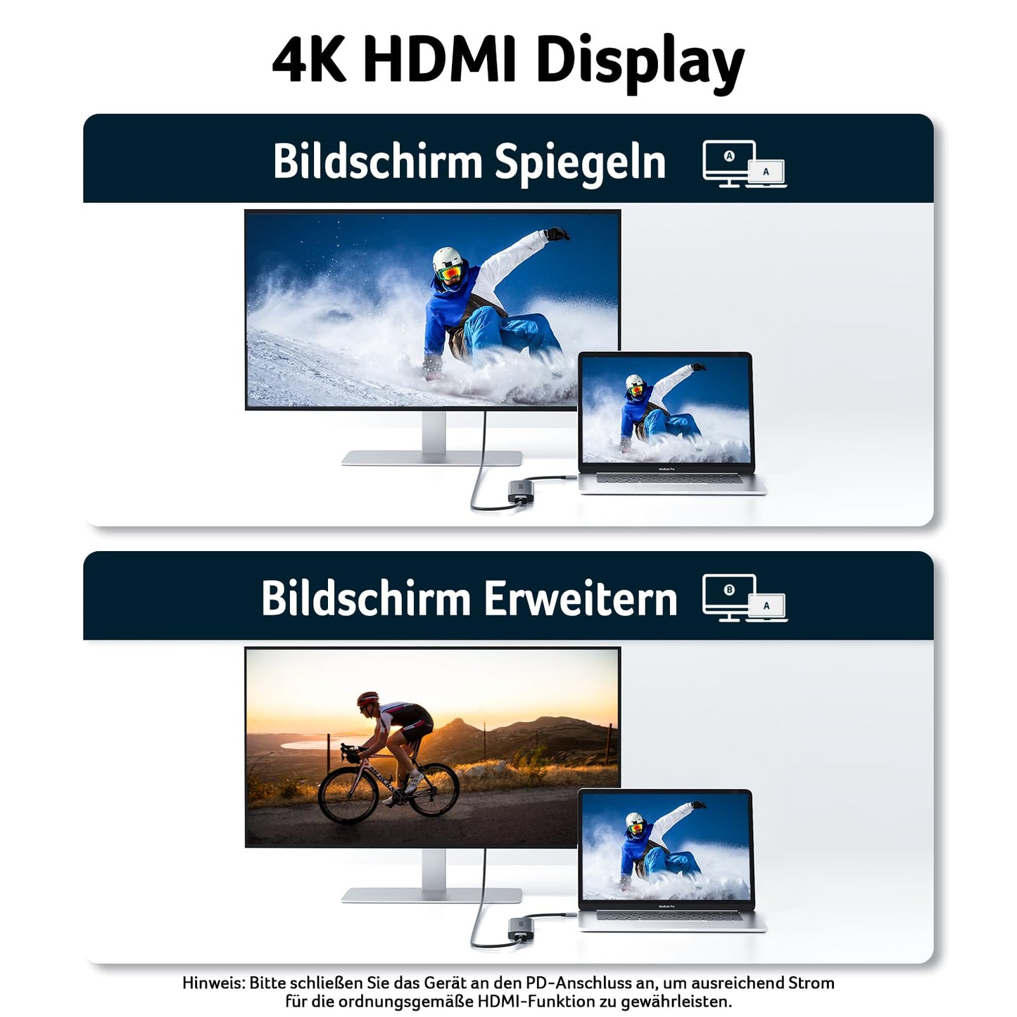 Acer 7-in-1 USB-C Hub aus Aluminium, mit 4K HDMI, USB 3.0 & PD-Ladeanschluss, Grau
