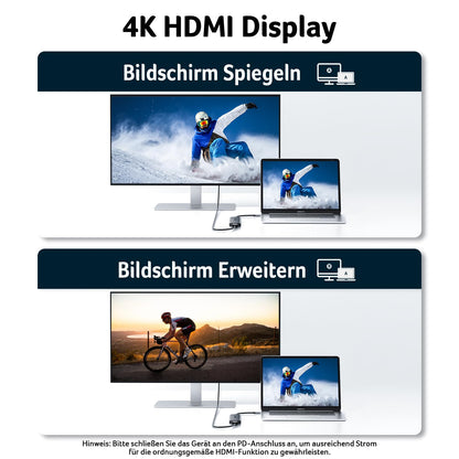 Acer 7-in-1 USB-C Hub aus Aluminium, mit 4K HDMI, USB 3.0 & PD-Ladeanschluss, Grau