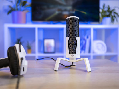 Trust Gaming GXT 258 Fyru Streaming Mikrofon, 4 Aufnahmecharakteristika, Latenzfreies Monitoring, Weiß