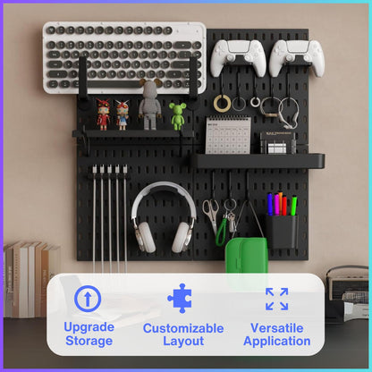 Keepo Stecktafel Organizer Set für Gaming, mit Controller-Halter & Headset-Ständer, Schwarz