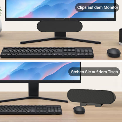 ZETIY USB PC Lautsprecher, tragbare Mini-Soundbar mit Clip-On-Design, Schwarz