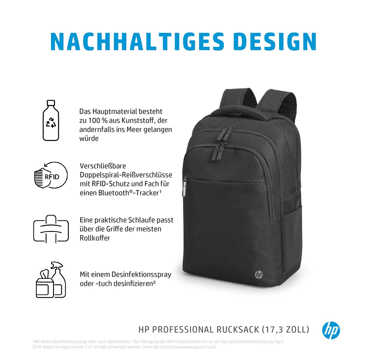 HP Professional Laptop-Rucksack 17,3 Zoll, für Business, Schwarz
