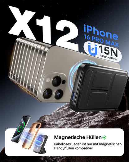 MagSafe Powerbank, 10000mAh, 22.5W Schnellladung, USB-C, mit LED-Display, für iPhone