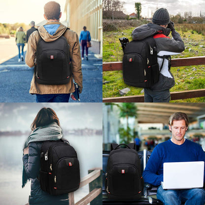 Della Gao Extra Großer Laptop-Rucksack, Diebstahlschutz, Business & Reise, mit USB-Ladeanschluss, 43,2 cm, Schwarz