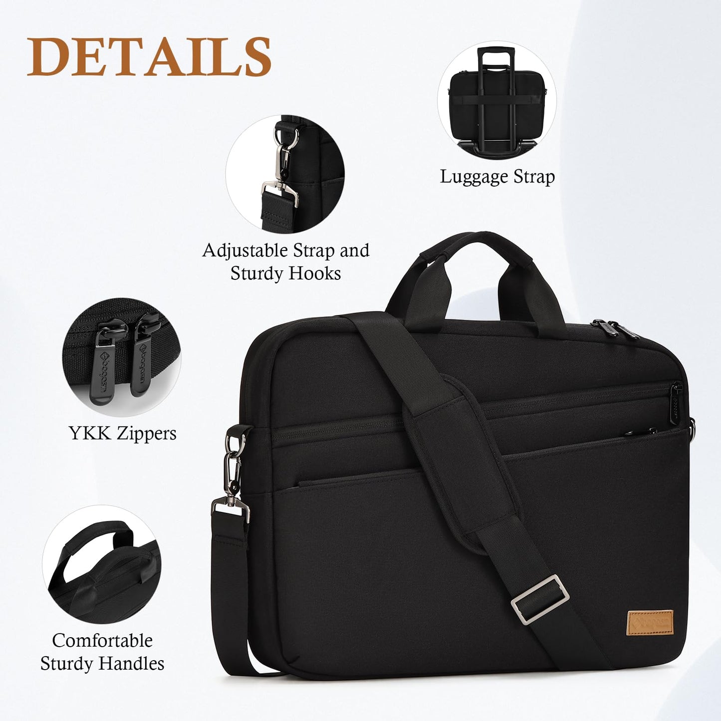 Bagasin Laptoptasche für 16 Zoll, erweiterbar & wasserdicht, mit Schultergurt