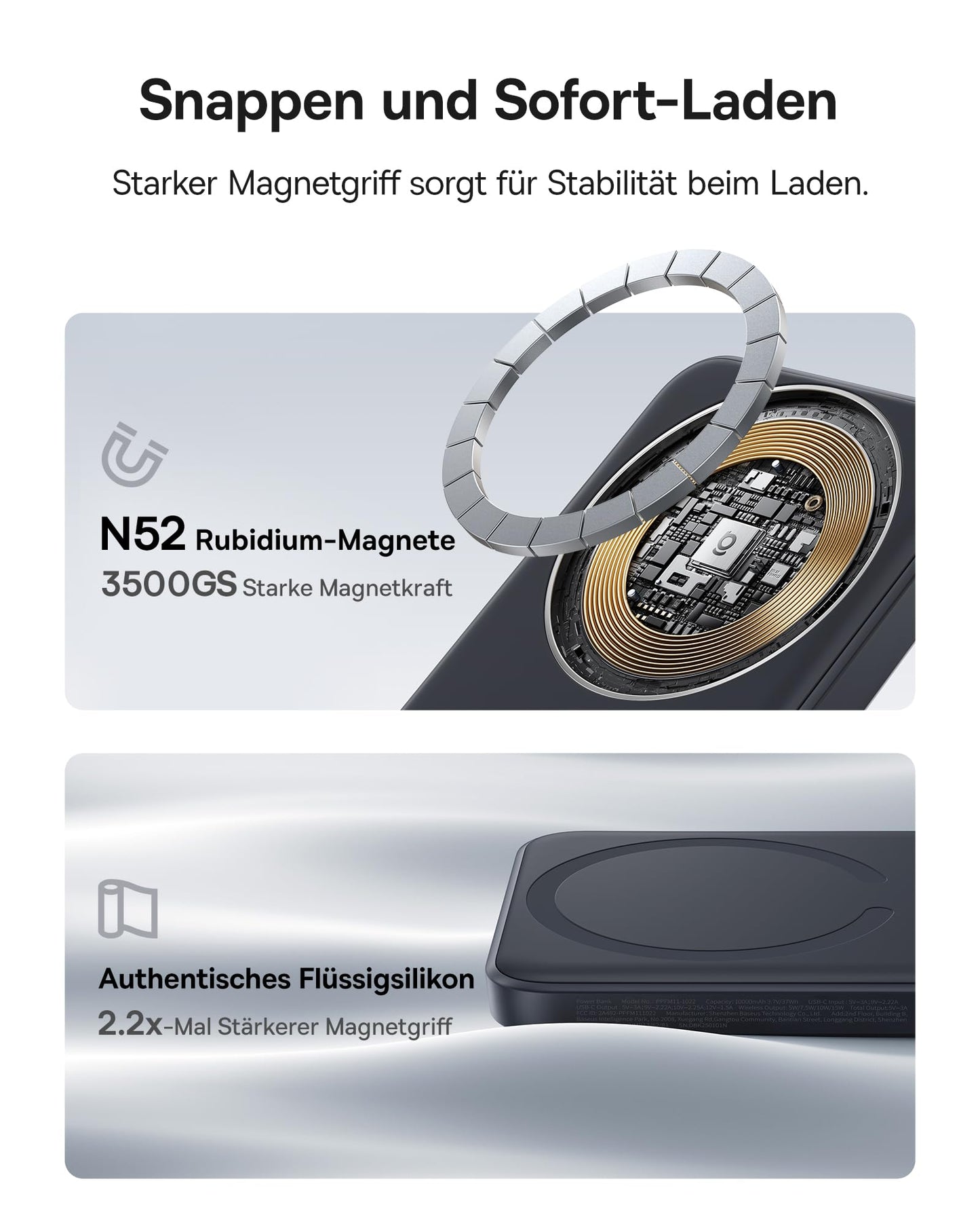Baseus Enerfill MagSafe Powerbank, 10000mAh, 22.5W Schnellladung, USB-C, Mini, Schwarz